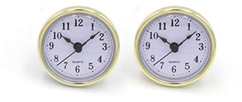SJT ENTERPRISES, INC. 2-Pack 2.5 Craft White Clock Insert with Gold Plastic Rim, Quartz Movement, Battery NOT Included (SJT00020)
