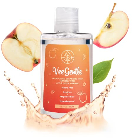 VeeFresh - VeeGentle pH Balanced Feminine Wash with Apple Cider Vinegar - Gentle, Soothing Vaginal Wash Cleanser, 250ml Intimate Soap for Women - Hypoallergenic Feminine Hygiene Wash for Odor Control