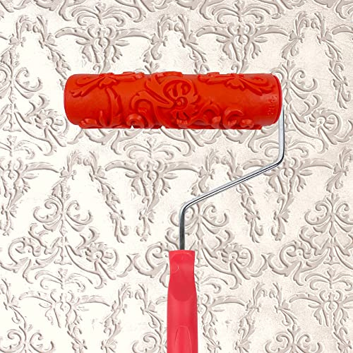 Hanroy 7'' Patterned Paint Roller for Wall Decoration Classic Brick Embossing Texture Rubber Roller Decorative Household DIY Paint Art Tool for Wall Decoration(EG284T)