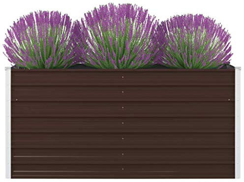 ZEYUAN Jardinière surélevée pour balcon, parterre à herbes, jardinière surélevée pour balcon, parterre à fraises, parterre de plantation, balcon, 160 x 80 x 45 cm, acier galvanisé marron