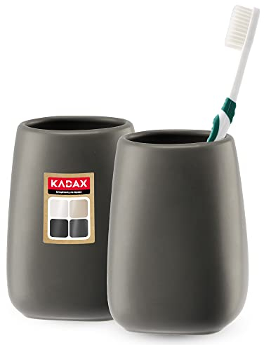 KADAX Bicchiere da bagno, bicchiere per spazzolino da denti in ceramica, tazza da bagno, porta spazzolino da denti, tazza d'acqua opaca (antracite 2 pezzi)