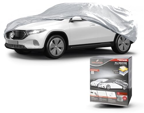 WALSER Bâche Voiture/Housse de Protection Auto Extérieure All Weather Basic - 100% Imperméable et Résistante aux Intempéries, Protection UV, Neige et Poussière, Taille 8, Argent
