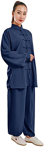 Rubruan - Ensemble de Tai Chi Unisexe - Tenue Traditionnelle d'Arts Martiaux Chinois Kung Fu Qi Gong Wing Chun Wushu - Uniforme d'Entraînement Manches Longues pour Printemps et Été - Pour Femmes