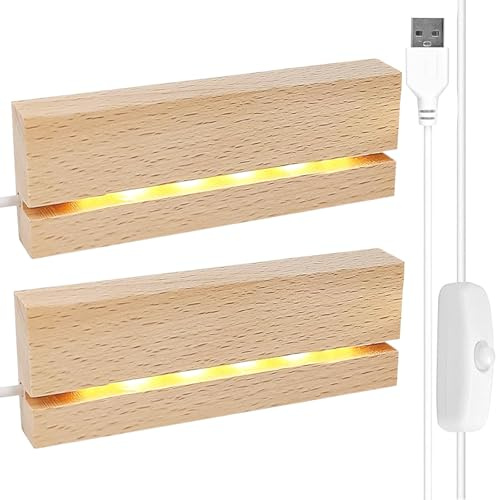Base a LED, Supporto in legno per display a LED illuminato USB