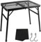 lalago 60x40cm Campingtisch Höhenverstellbar 27/56cm, Kleiner Klappbartisch Faltbar mit Netz-Desktop, Tragbarer Multifunktionstisch, Tapeziertisch Alu Schwarz für Outdoor Picknick Grillen Garten