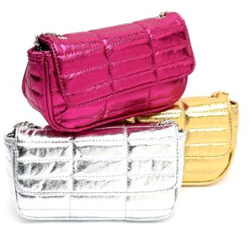 MISAKO Fiore bolso bandolera de fiesta pequeño metalizado Mujer - Fiore Fucsia 10 X 19 X 6 cm