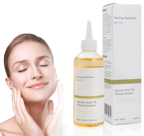 Solución Tonificante de Ácido Glicólico 7%, Suero de Cuidado Facial, Tónico Rejuvenecedor y Exfoliante Minimiza Poros Reduce Imperfecciones, Hidrata y Renueva Piel para Todo Tipo Piel,100ml (2)