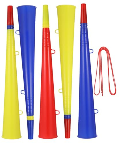 Toddmomy 5piezas Matracas De Plástico Trompeta Para Fiestas y Cornetas Para Eventos Deportivos Juguete De Trompeta Para Fútbol Recuerdos Para Fiestas De Fútbol