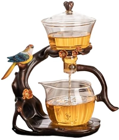 Set di tè semi -automatico, teiera magnetica in vetro di vetro borosilicato alto con infuser, 300 ml+460 ml di teiera magica, 7.8x4.9x10.4 kung fu set da tè per l'ufficio di casa