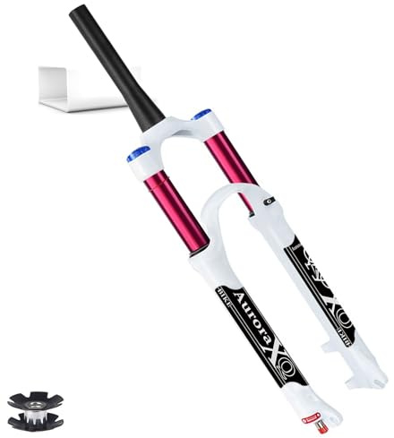 FKXSXAZ 26 27,5 29 tums mountainbike fjädergaffel 140 mm fjäderväg rak/avsmalnande återstudsjustering magnesiumlegering framgaffel för MTB