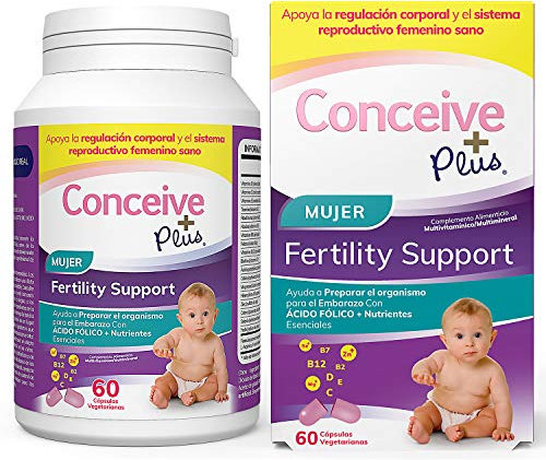 Conceive Plus Suplemento de Fertilidad para Mujeres – Vitaminas Prenatales con Ácido Fólico, Inositol, Calcio y Vitamina D – 60 Cápsulas (30 Días) para Preparación del Embarazo
