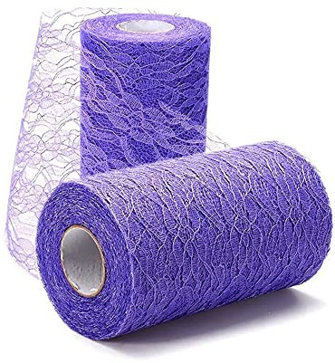 Camino de mesa de encaje para mesa de cocina, mesa de comedor, decoración de mesa para bodas, cumpleaños, comunión, Navidad, otoño, novia y baby shower, color lila, 15 cm x 22 m