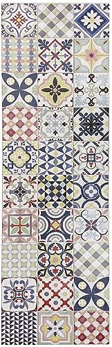 Tadi & Imperio1979 Alfombra de Vinilo Multicolor con Diseño Geométrico y Floral, Resistente, Fácil de Limpiar,Ideal para Cocina, Baño .. HIDRAMULTI (60X120 cm)