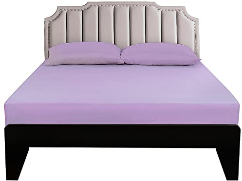 Lirex Spannbettlaken, 140 x 200 cm, 100% Baumwolle 300 Fadenzahl Weiches Atmungsaktives Spannbettlaken, Helles Lila