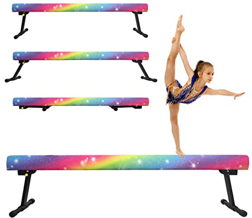 Sealoha 6ft Ultrasimple Adjustable&Foldable Balance Beam,High-Low Floor Beam Suede Gymnastics Equipment,No Tool Require, Gymnastics Beam for Training&Professional HomeTraining