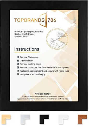 Modern Wooden Effect Photo Frames | Large Maxi Poster Frames | Picture Frame With Plexiglass Window | Home Decor Wall Mounting Frame (Black, 80x60 cm)