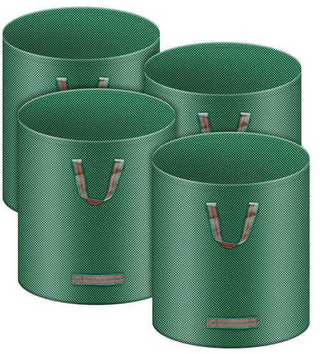 Gowkeey 4X 272L Gartenabfallsack Laubsack, Groß Robust Gartensack Extra Stabil Selbststehend Garten Sack Abfallsack Faltbar aus Polypropylen-Gewebe 150GSM für Gras Laub Hecke Gartenabfall