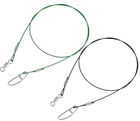 PATIKIL Fishing Wire Leaders 20, 20 Pack 200lb High Strength Carbon Steel Nylon Coated Fishing Line with Swivel Snap for Saltwater Freshwater, Black Green