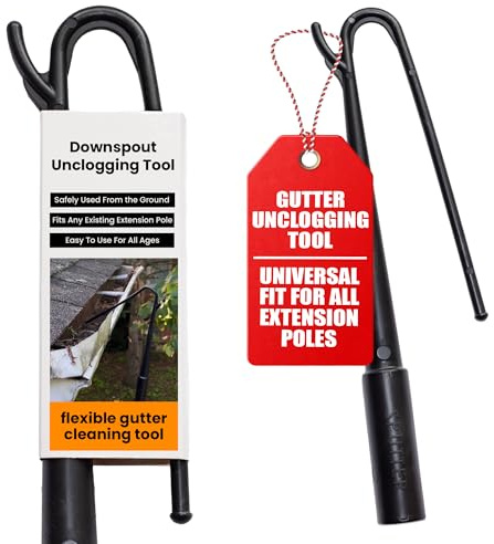 SPUTTER The Gutter Cleaning Tool Attachment – Cleans, Unclogs Gutters and Downspouts from Ground – Ladder Free Roof Leaf Remover – Flexible Clog Remover for Home Gutter Services – No Pole Included
