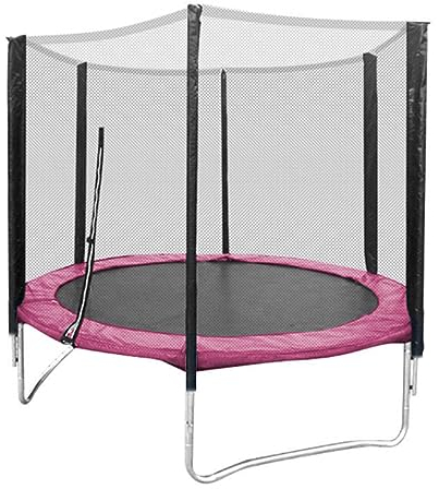Gartentrampolin, Outdoor-Trampolin für Kinder, 4/5/6 Füße, rundes Gartentrampolin, Kapazität 100-160 kg (schwarz + rosa, 183 x 183 x 225 cm)