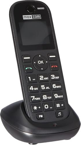 Maxcom MM35D SE – 2G – Big Button – schnurloses Mobiltelefon für Zuhause und Büro mit SIM-Karte – USB-C-Tischladegerät – UK-Stecker – Schwarz