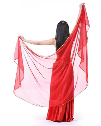 LPHFDCS Magdans slöja 1 st kvinna mage dans chiffong slöja dans kostym chiffong sjal slöja 250 x 120 cm magdans silkeshalsduk (röd)