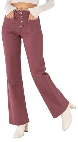 Nina Carter P139 Pantalon Bootcut pour femme, évasé, taille haute, aspect usé, en jean, M