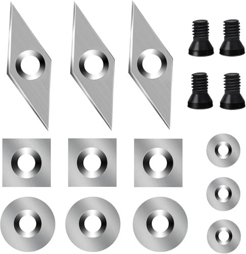 Conjunto de insertos de cortador de carburo, herramientas de torno de carburo de tungsteno para herramientas de giro de torno de madera, accesorios de cortador con punta de carbón, 16 pcs