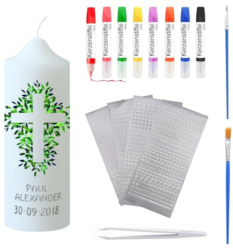 Scentoria Taufkerze Selber Machen Set, Taufkerze Junge, Kommunionkerze Junge, Konfirmationskerze, Osterkerze 2025 Taufkerzen, Kommunion Kerze, Taufkerzen Selbst Gestalten, Kommunionkerze Jungen