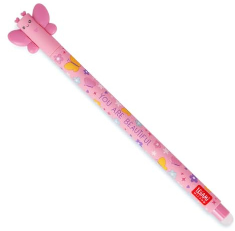 LEGAMI Butterfly – raderbar gelpenna med rosa bläck – bollände för borttagning – 0,7 mm spets