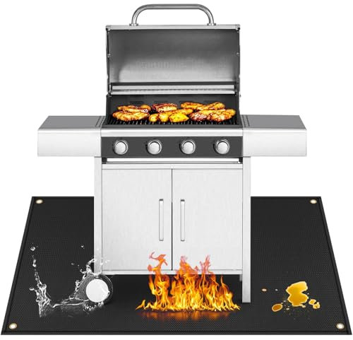 Khongoo Base ignífuga para barbacoa de gas, protección del suelo para terrazas, base para barbacoa, fácil de limpiar, para barbacoa de gas, 100 x 150 cm