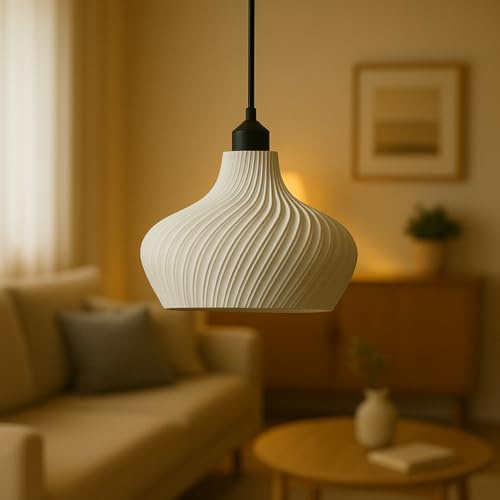 Iberic Deco Lámpara de techo modelo DAILA cable de SEDA TRENZADO Embellecedor florón de techo LUZ led E27 (blanco cable negro florón oscuro)