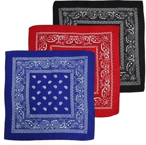 UYVPAER 3 Piezas Bandanas Paisley Para Hombre Y Mujer, Pañuelo De Bandana Grande, Pañuelo Multifunción, Bandana O Bufanda, Para Moteros Disfraz O Complemento De Moda