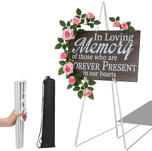 Künstler Staffelei Stand Weiß, Verstellbares Stativ 160cm, Studio Teleskop Boden Staffeleien, Staffelei Ständer Hochzeit, Tragbar Faltstaffelei, für Kunstdisplays, Malen und Poster (Weiß)