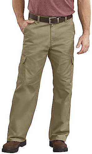 Dickies Men's Loose Fit Cargo Work Pant, Khaki, 36x30