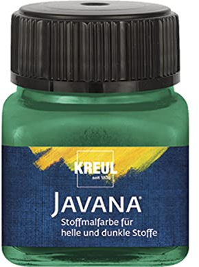 KREUL 90965 - Javana Stoffmalfarbe für helle und dunkle Stoffe, 20 ml Glas dunkelgrün, brillante Farbe auf Wasserbasis, pastoser Charakter, zum Stempeln und Schablonieren, nach Fixierung waschecht