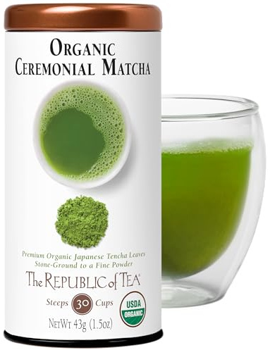 The Republic of Tea Organic Full-Leaf Japanese Matcha Green Tea Powder, 1.5 Oz Tin | Steeps 30 Cups