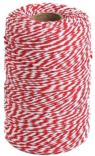 Tenn Well Red and White Twine, 200m Cotton Bakers Twine String Perfect For Kitchen Cooking, Baking, Butchers, DIY Crafts, Wrapping