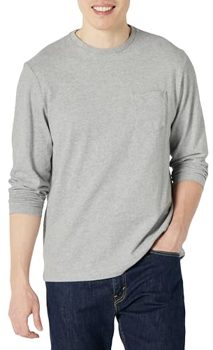 Amazon Essentials Camiseta de Manga Larga de Ajuste Normal Hombre, Gris Claro Mezcla, XL