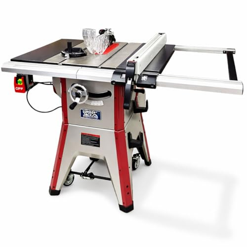 LUMBER JACK TS1800 10 Inch Table Saw, 1800W Brushless Induction Motor, Cast Iron Table, 762mm Ripping Capacity, Heavy Duty Extension Tables, Onboard Storage, Includes Wheels for Easy Woodworking