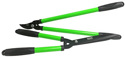 Bass Polska Set di potatura manuale per rami da giardino più tagliasiepi Lame in acciaio al carbonio e impugnature antiscivolo Leggero e maneggevole