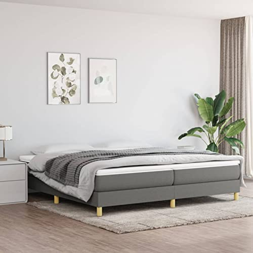 Tidyard resårsäng, sängram, stoppad säng, ungdomssäng, gästsäng, sovrumssäng, dubbelsäng/enkelsäng, balksäng, sängram med ribbotten, träsäng, mörkgrå, 200 x 200 cm, tyg