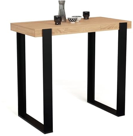 IDMarket - Stehtisch Phoenix, Holz und Schwarz, 113 cm