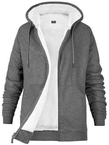 CityComfort Womens Hoodie with Fleece Lining Zip Hoodie Women Teenagers S-XL Warm Cosy Outerwear Full Zip Loungewear Gifts for Her (Charcoal, M)