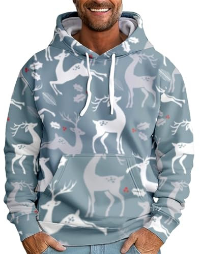 DHYUEN Weihnachtspullover Lustig Reißverschluss Weihnachtspullover Männer Lustige Ugly Christmas Sweater Hässliche Weihnachtspullover Multi Taschen Weihnachten Pullover Herren Freizeit(Mehrfarbig,M)