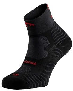 Lurbel Stone Pro, chaussettes Trail Running, chaussettes de compétition, chaussettes sans couture, chaussette respirante, chevilles, unisexe, noir/rouge, M