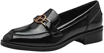 Tamaris Mocasines Veganos para Mujer, Negro Charol, 41 EU