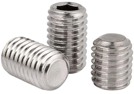 Tornillos prisioneros M4 x 10 mm con hexágono interior con cono truncado, acero inoxidable, plata, ISO4026, 50 unidades, M4, acero inoxidable