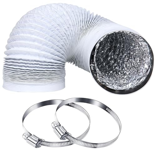 ShnminEU Tuyau d'évacuation 100 mm, longueur 3 m, en aluminium, avec 2 colliers de serrage. Convient pour climatiseur mobile, déshumidificateur, sèche-linge, extracteur d'air, aérateur