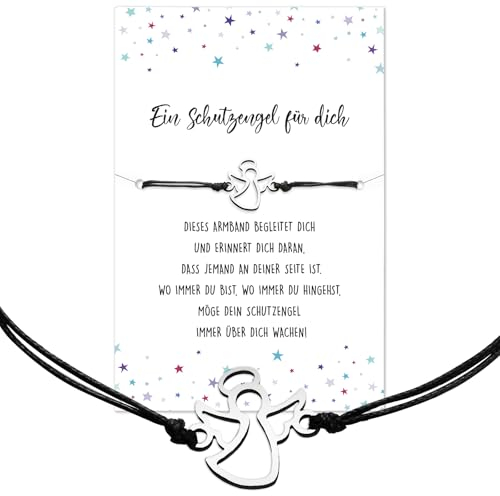 BOOMTOP Schutzengel Armband Damen Mädchen Glücksbringer Armbänder Engel Glücksarmband Verstellbar 30cm Armkettchen Taufgeschenk Adventskalender Füllung Weihnachten Einschulung Kommunion Geschenk Ideen
